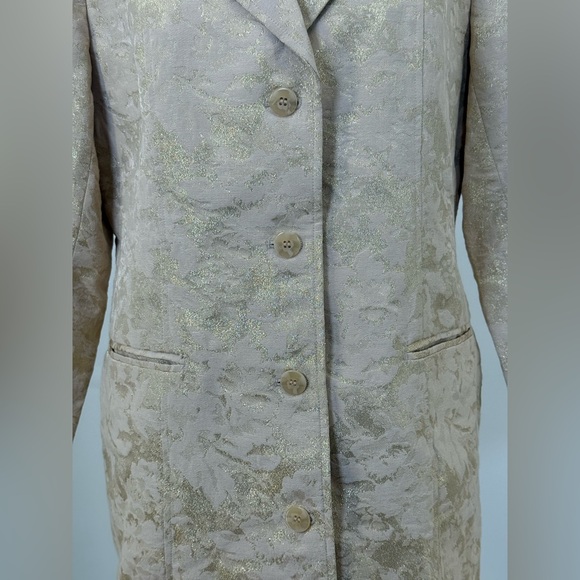 Chico’s Belle Amour Odette Metallic Gold Jacquard Blazer Jacket NWT Sz 1 = M - Picture 10 of 11